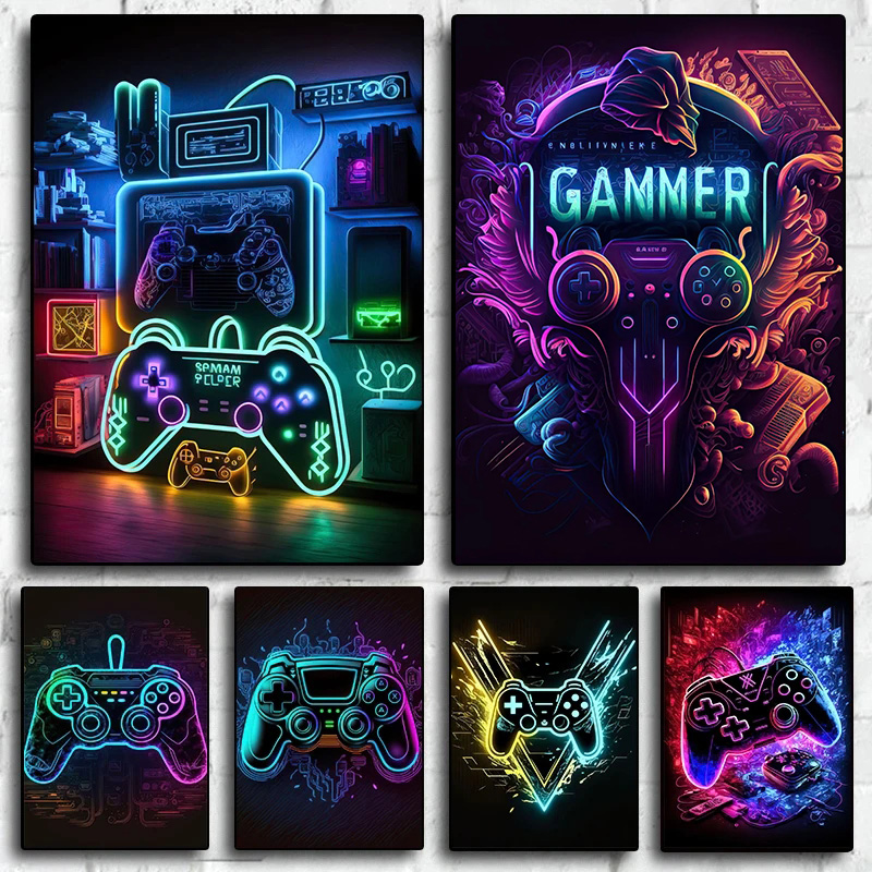 Esports Gaming Houses - 모던 네온 팝 쿨 게이밍 벽