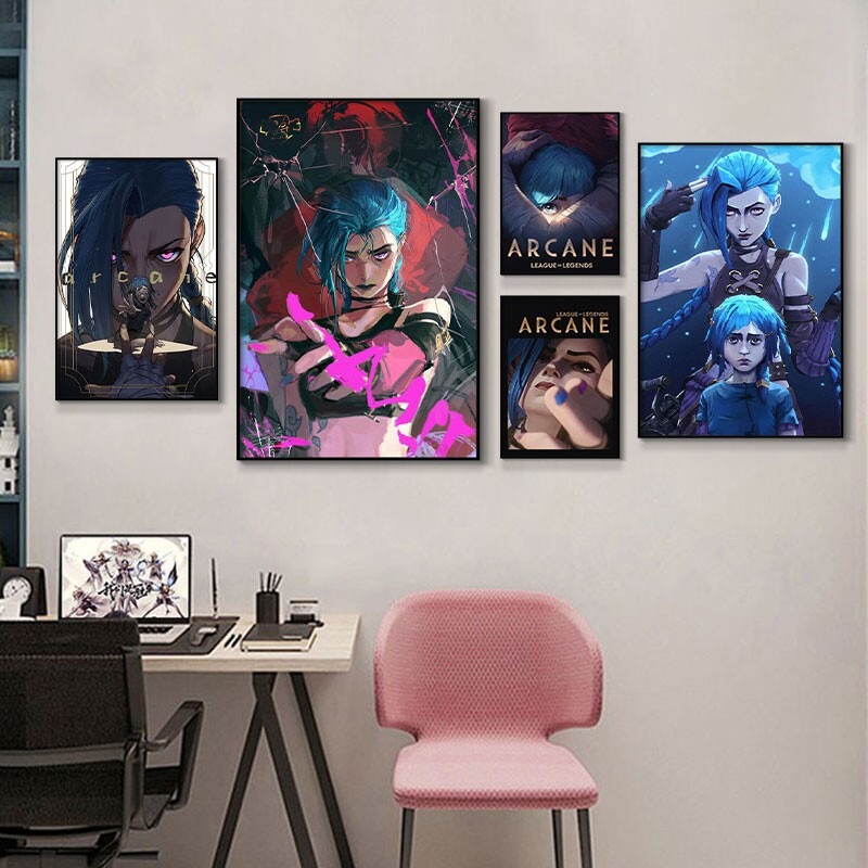 Esports Gaming Poster - Arcane Jinx 클로즈업 포스터 프레임 없는