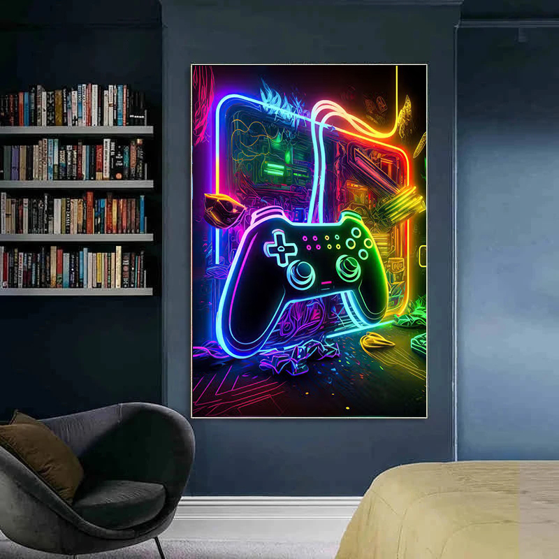 네온 게임 캔버스 그림 게임 컨트롤러, 게이머 게임 포 - Esports Gaming Poster 리뷰 및 가격