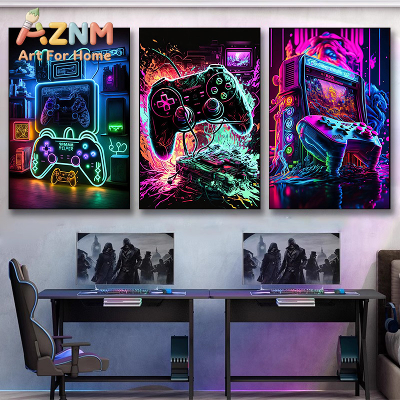 모던 네온 팝 쿨 게이밍 벽 장식 포스터, 화려한 게이 - Esports Gaming Poster 리뷰 및 가격