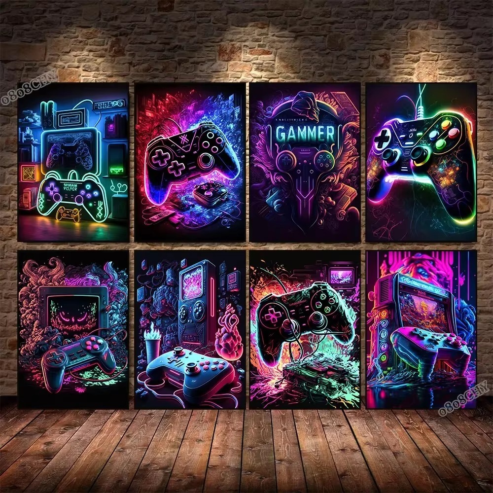 네온 게임 캔버스 회화 게임 컨트롤러 게임 패드 게임  - Esports Gaming Poster 리뷰 및 가격