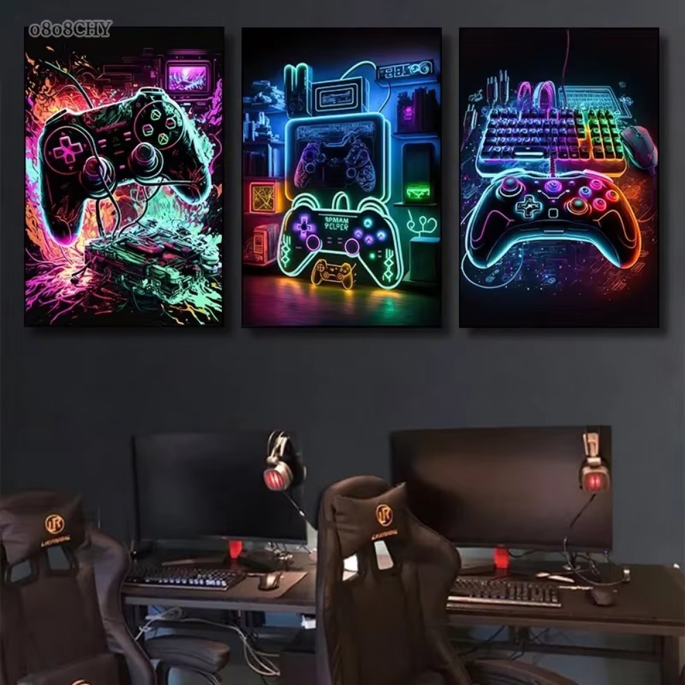 네온 게임 캔버스 회화 게임 컨트롤러 게임 패드 게임  - Esports Gaming Poster 리뷰 및 가격