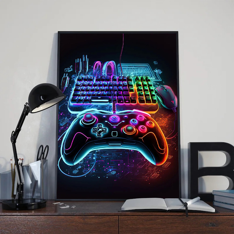 네온 팝 멋진 게임 벽 아트 캔버스 페인팅, 다채로운  - Esports Gaming Poster 리뷰 및 가격