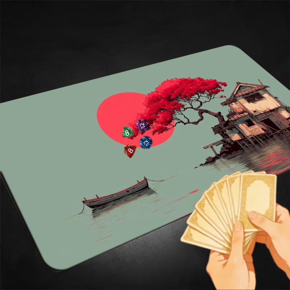 우키요에 풍경 TCG 플레이매트 레드 메이플 나무 물가 - Esports Gaming Houses 리뷰 및 가격
